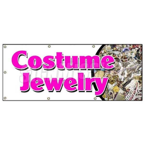 Signmission COSTUME JEWELRY BANNER SIGN bracelet earrings necklace watches silver B-96 Costume Jewelry - main